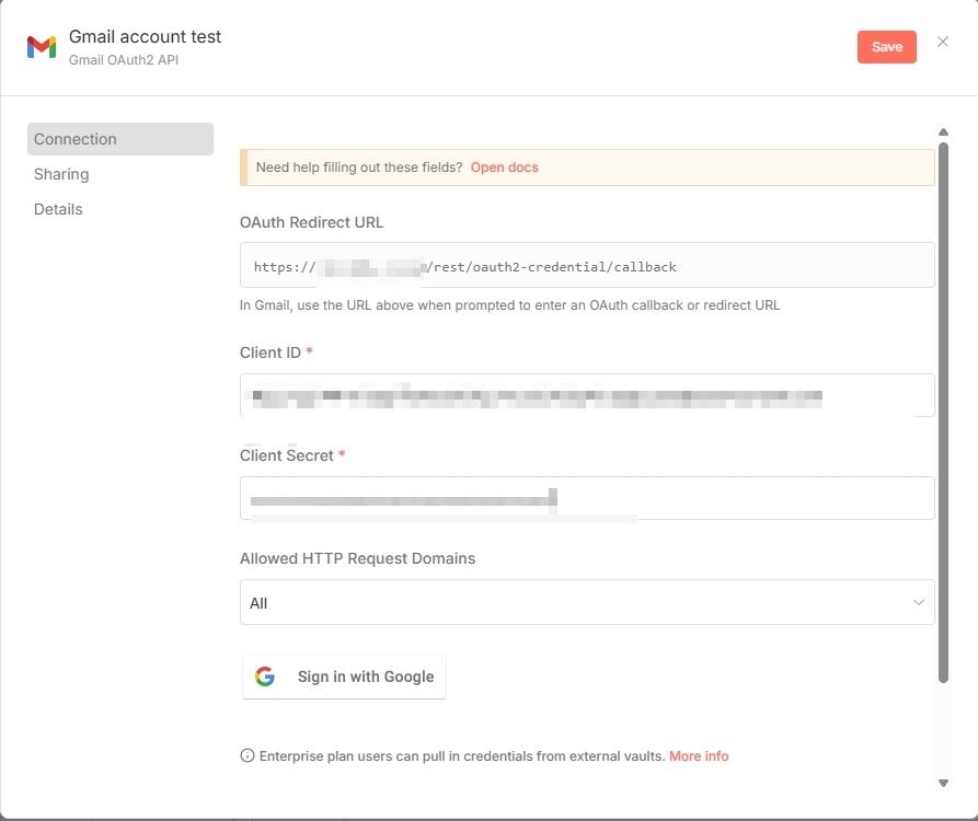 點擊「進階」然後選擇「前往 n8n (不安全)」以完成授權