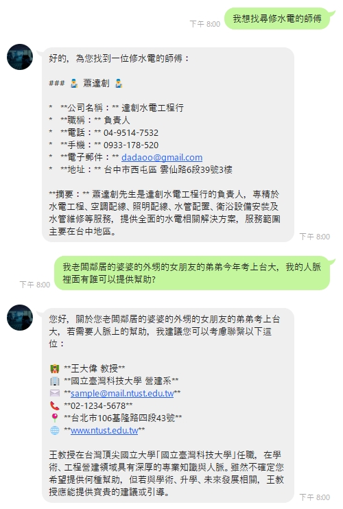 自然語言搜尋人脈