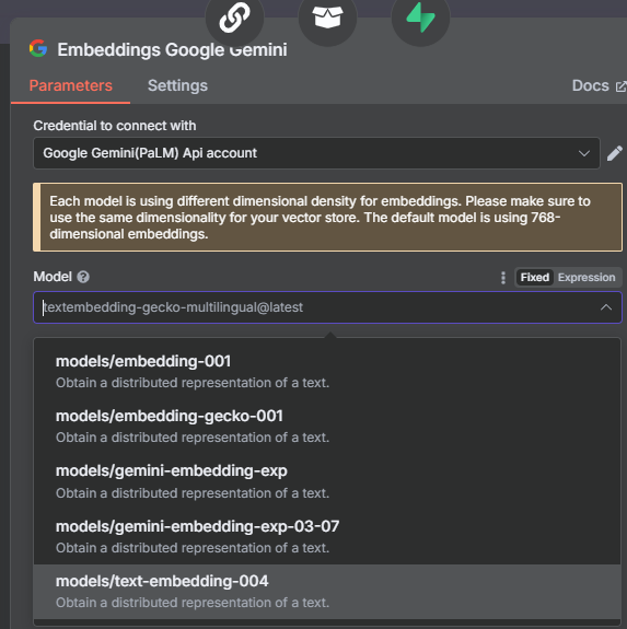 n8n選擇Embedding模型